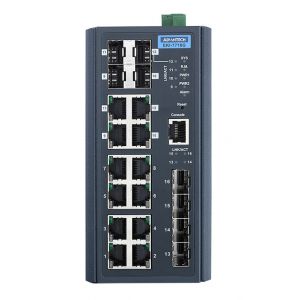 Imagine pentru Switch industrial redundant cu management, 8GE+4SFP+4G port Combo, EKI-7716G-4F4CI